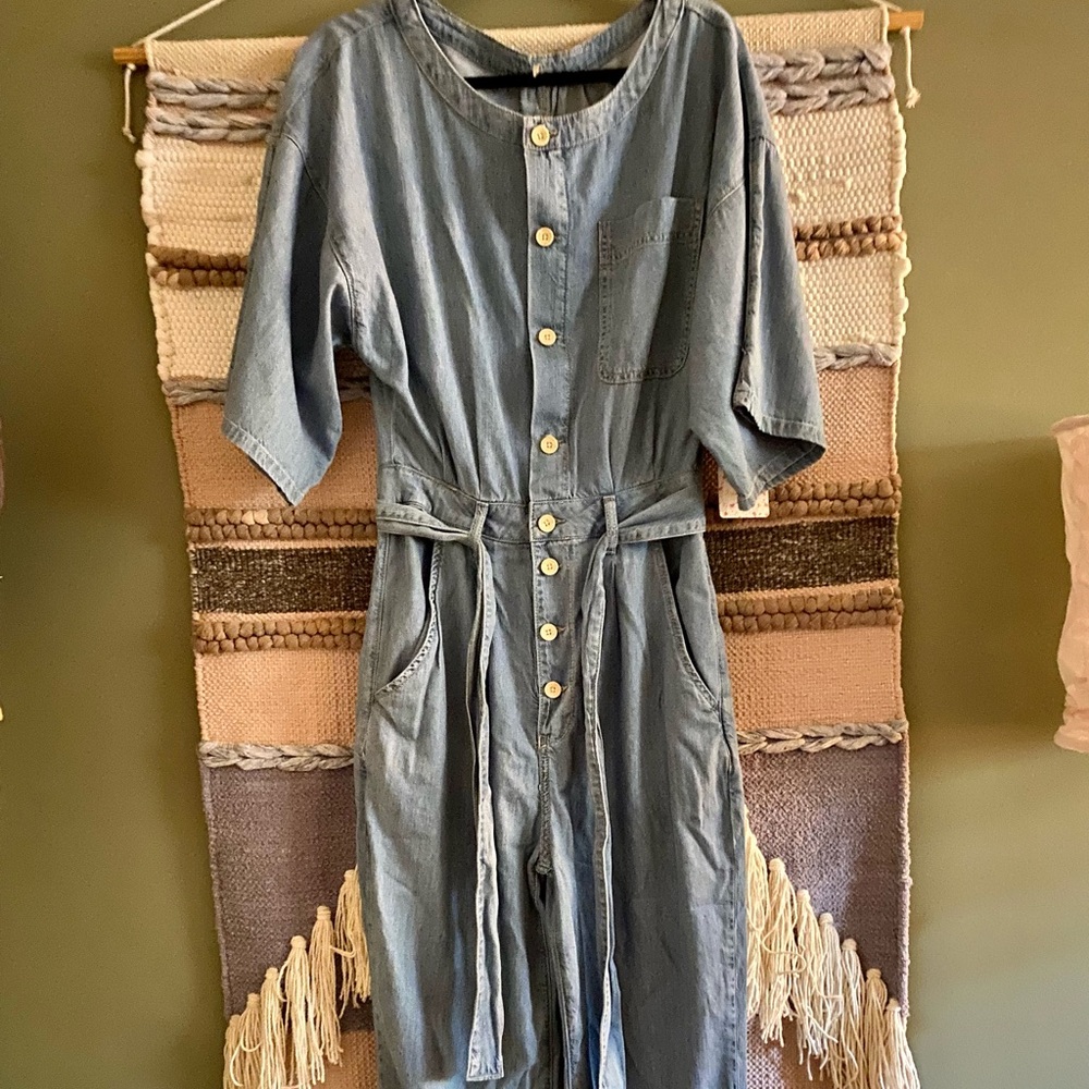 Free People Denim Jumpsuit
